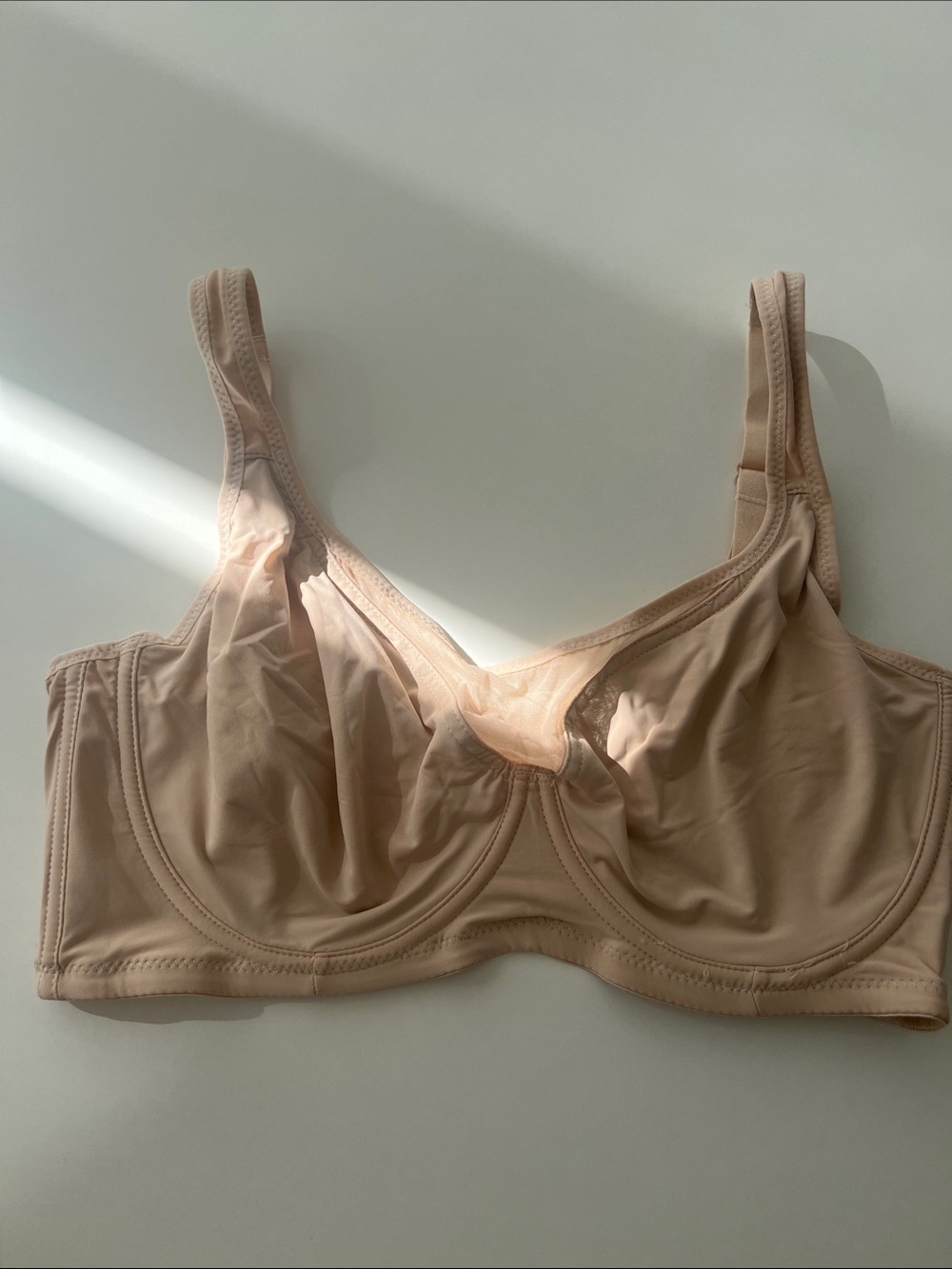Supportive Full-Coverage Beige Bra with Underband Support